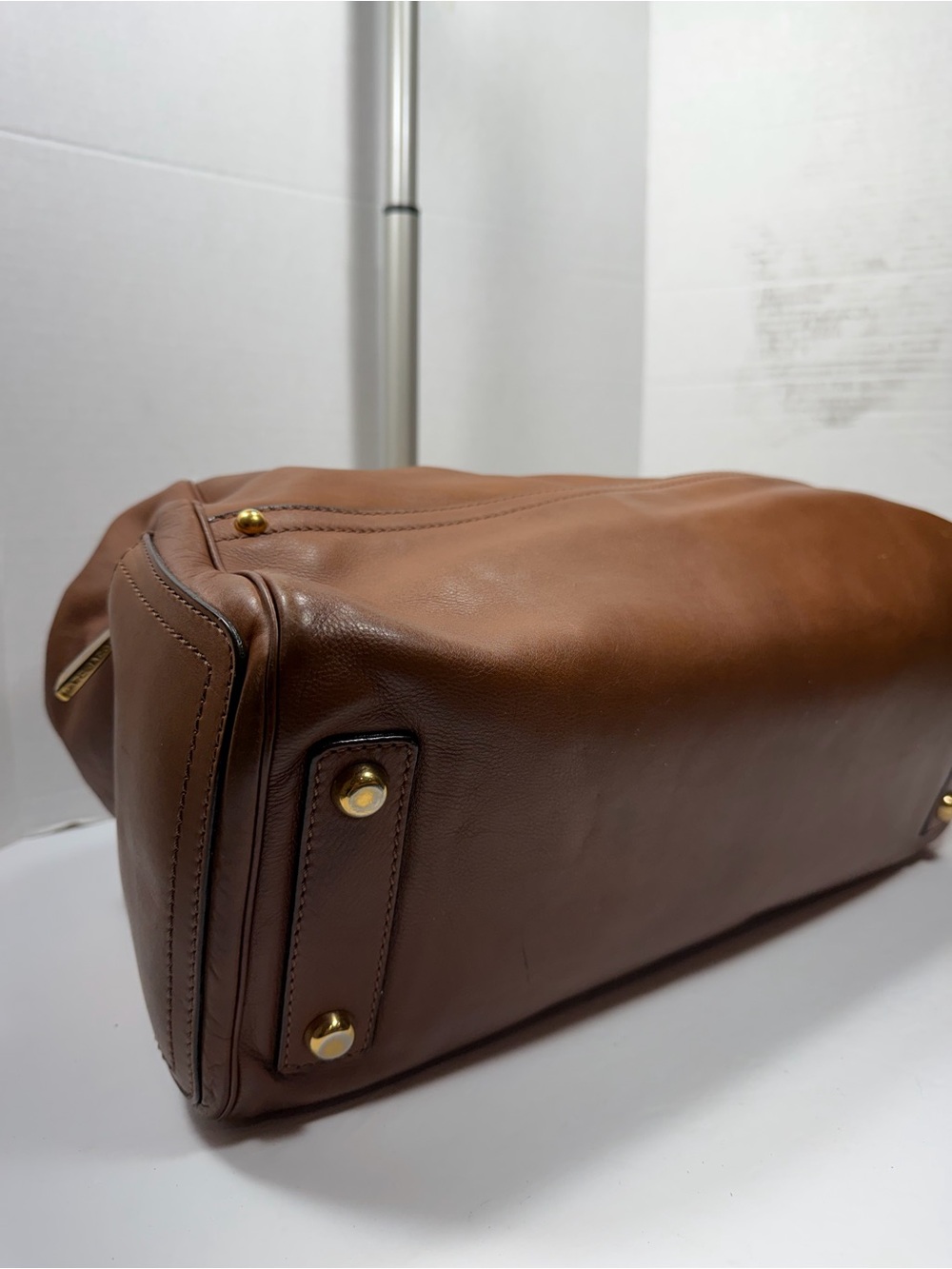 MARC JACOBS Whiskey Calfskin Leather Bleeker Satchel Large Bag made in Italy 🇮🇹 - Picture 6 of 9